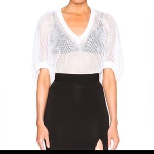 Givenchy white bell sleeve mesh knit sweater